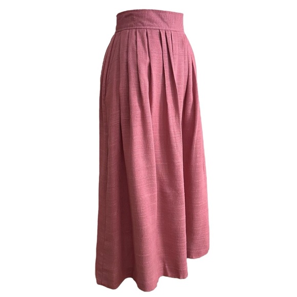 Vintage 80s IRA JOYCE High Waisted Pleated MIDI Skirt Cottagecore Prairie Size M - Picture 3 of 13